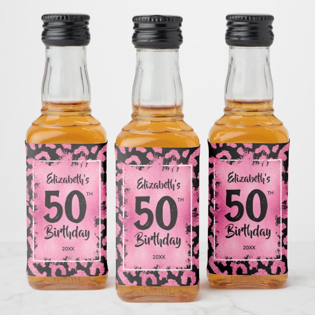50º Aniversário Mini - Leopardo Preto Cor-de-Rosa (Garrafas)