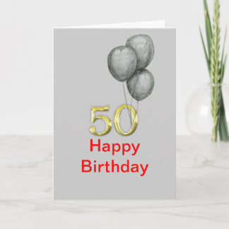 50º aniversário Números Dourados Balões Cartões Va