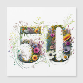 50º Aniversário Texto decorativo de Flor Selvagem