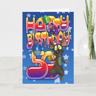 50º Cartão de aniversário bonito com ratinho
