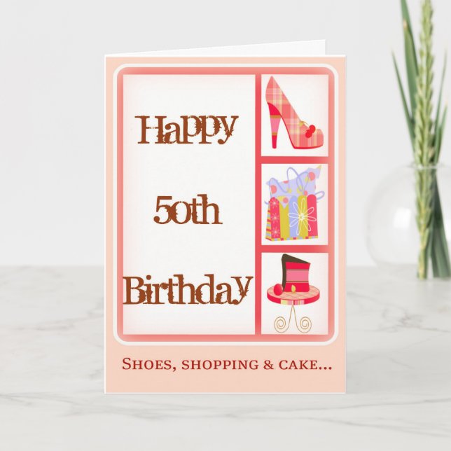 50º Cartão de Aniversário para Mulheres (Frente)