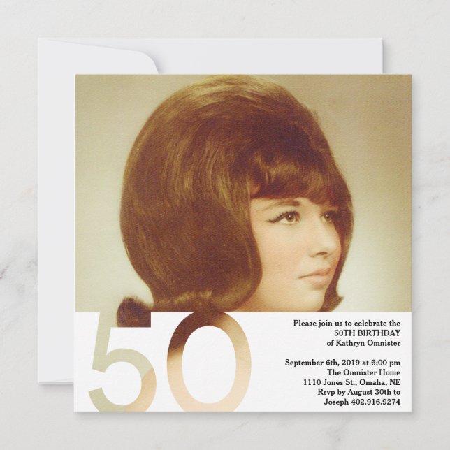 50º Convite à Fotografia de Aniversário - 5,25 x 5 (Frente)