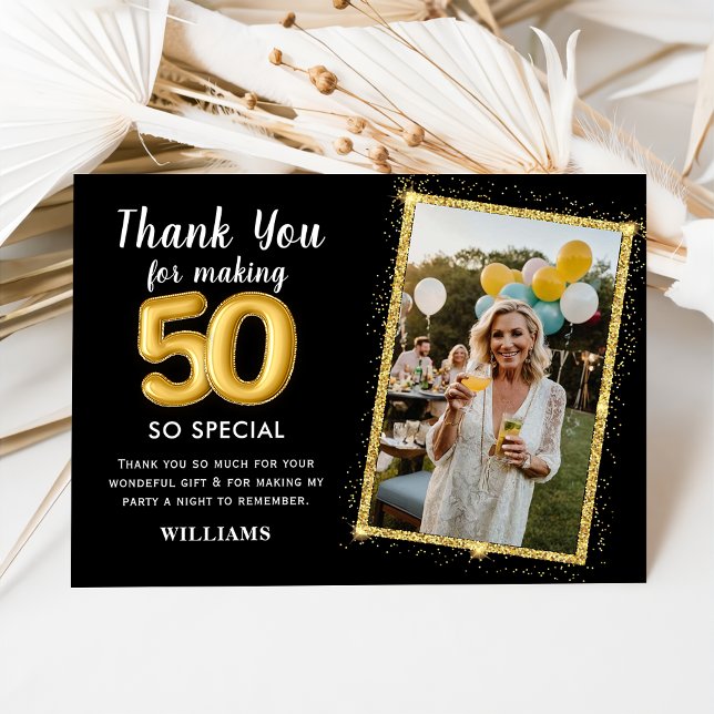 50º Convite à Fotografia de Aniversário Moderno (Criador carregado)