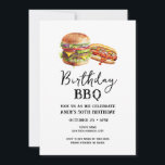 50º Convite Casual para o CHURRASCO de Aniversário<br><div class="desc">Convites de CHURRASCO de aniversário. É fácil personalizar. Todo o texto é ajustável e fácil de mudar para as necessidades do seu próprio partido. Hambúrguer simples de aquarela e gráficos de hotdog. Convites para ele. design de aniversário de CHURRASCO de bar ou quintal. Em qualquer idade, apenas mude o texto....</div>