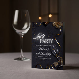 50º Convite de 50º Aniversário do Elegante Negro e