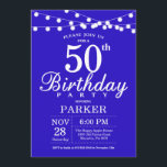 50º Convite de Aniversário Azul Real<br><div class="desc">50º Convite de Aniversário com Luzes de Cordas. Fundo Azul Real. 13 15 16º 18º 20 21 rua 30 40º 50º 80 de 60º 70 de 100º,  qualquer idade. Para mais personalização,  clique no botão "Personalizar" e use a ferramenta design para modificar este modelo.</div>