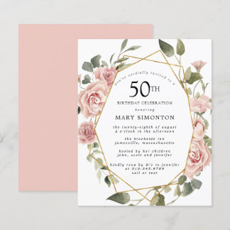 50º Convite de Aniversário, Cor-de-Rosa, de Orçame