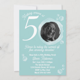 50º Convite de aniversário de bolha de chá pálida