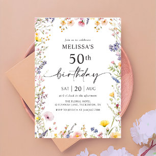 50º Convite de aniversário de flor selvagem
