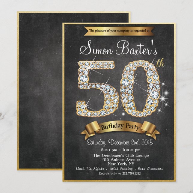 50º Convite de Aniversário do Quadro de Diamantes  (Frente/Verso)