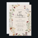 50º Convite de Aniversário Floral<br><div class="desc">Este na moda e elegante convite de 50 anos apresenta lindas flores de aquarela pintadas à mão,  organizadas como uma bela coroa perfeita com um elegante roteiro escrito à mão. Encontre itens correspondentes na Coleção de Casamentos de Boho Wildflower.</div>
