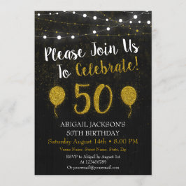 50º Convite De Aniversário Para Brilhar E Dourado