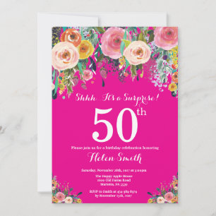 50º Convite de Aniversário para Surpresa Floral Ro