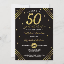 50º Convite de aniversário, Saúde, Faux Dourado