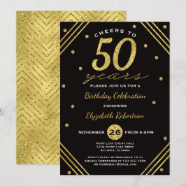 50º Convite de aniversário, Saúde, Faux Dourado