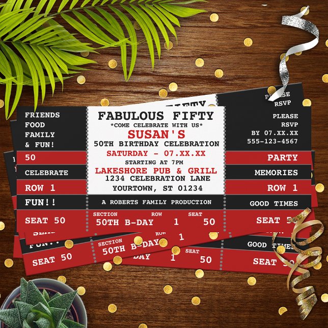 50º Convite de festas de Bilhete do Aniversário do (Criador carregado)