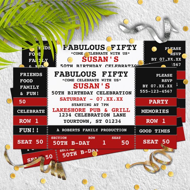 50º Convite de festas de Bilhete do Aniversário do (Criador carregado)