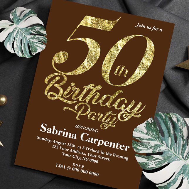 50º Convite Dourado de Aniversário (Criador carregado)