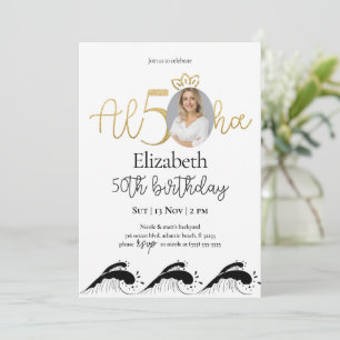 50º Convite Dourado de Aniversário com Foto