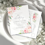 50º Convite Floral Rosa Feminina Festa de aniversá<br><div class="desc">Um belo e feminino convite de festas para celebrar o 50º aniversário em estilo elegante. Este design floral é junto com uma armação de peônias cor-de-rosa encantadoras e verde.</div>