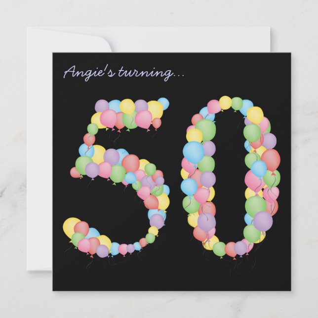 50º Convite Personalizado para Balões de Festa de  (Frente)