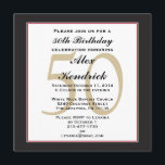 50º Convite Quadrado de Festa de aniversário<br><div class="desc">Este design formal clássico apresenta uma borda preta com uma borda vermelha fina, bem como uma marca d'água no fundo para a idade. Se você gosta do estilo deste convite mas precisa de um esquema de cores diferente, por favor, me envie uma mensagem. Para alterar o estilo, tamanho ou cor...</div>