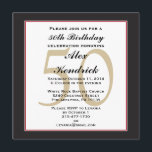 50º Convite Quadrado de Festa de aniversário<br><div class="desc">Este design formal clássico apresenta uma borda preta com uma borda vermelha fina, bem como uma marca d'água no fundo para a idade. Se você gosta do estilo deste convite mas precisa de um esquema de cores diferente, por favor, me envie uma mensagem. Para alterar o estilo, tamanho ou cor...</div>
