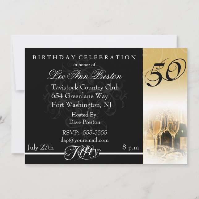 50º Convites de aniversário (Frente)
