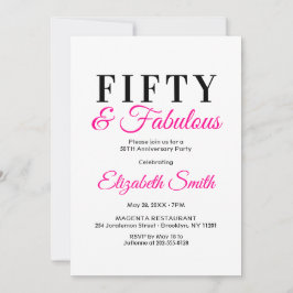 50º Convites de aniversário 50 e Fabuloso Elegante