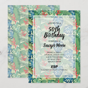 50º Convites de aniversário Tropicais