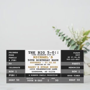 50º Convites de festas de Bilhetes de Concertos de