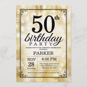 50.º Aniversário Convite Dourado
