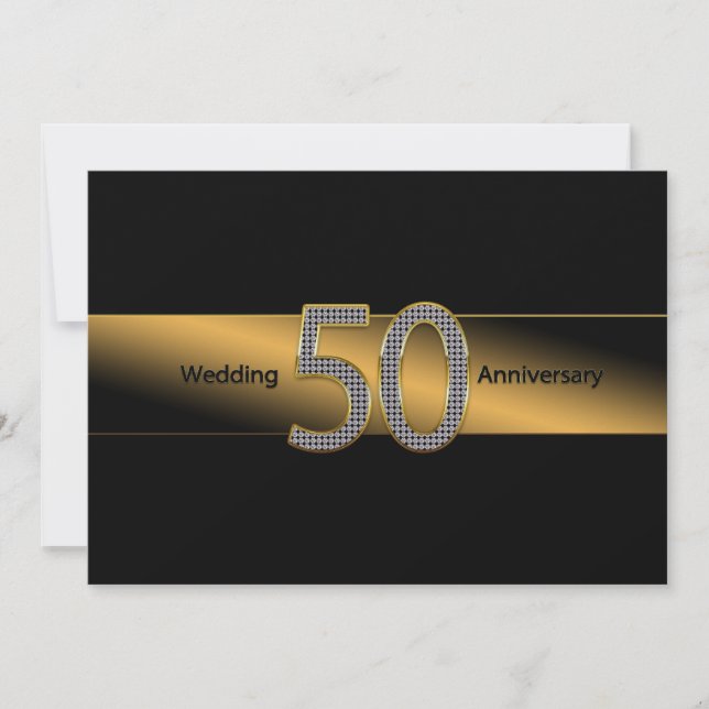 50.º Aniversário de Casamento - Convite - Dourado/ (Frente)