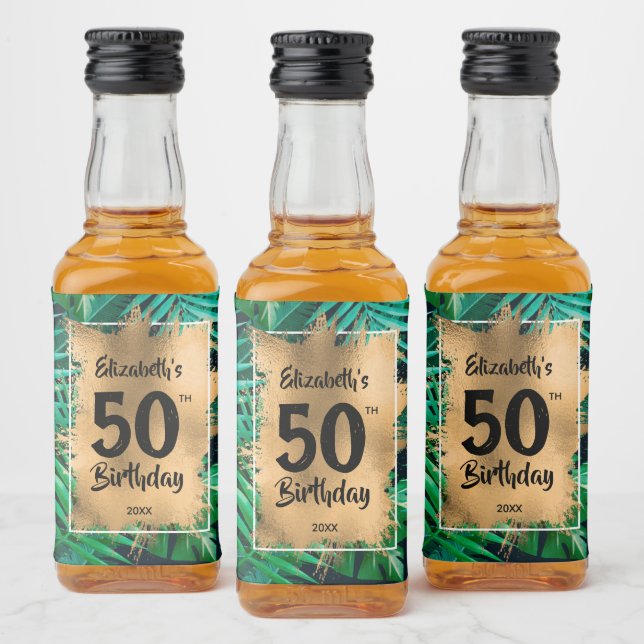 50.º aniversário Dourado em Plantas Tropicais Mini (Garrafas)
