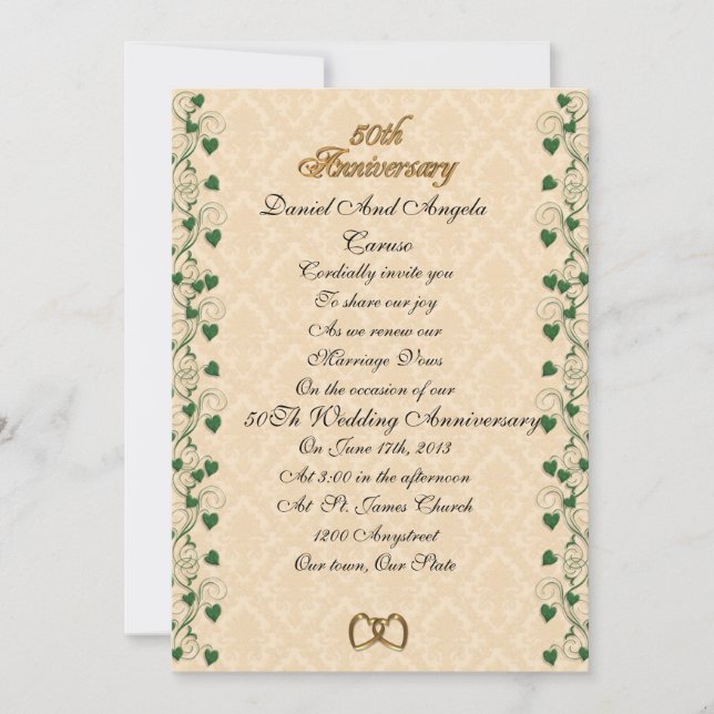 50. º aniversário renovação da validade Convite (Frente)