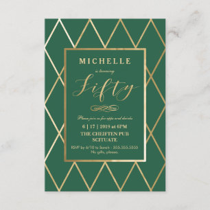 50.º Convite de aniversário - Dourado, Elegante, T