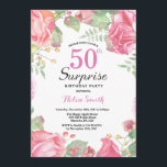 50. º Convite de Aniversário para Surpresa de Plac<br><div class="desc">O 50º Convite De Aniversário Para A Surpresa De Botânica. Convite de Aniversário para Mulheres de Rosa Floral Flor Floral de Água. Rosa Rosa Rosa Elegante e Flores de Pequim. Aniversário Adulto. Fundo Branco.Preto & Branco. 13 15 16º 18º 20 21 rua 30 40º 50º 80 de 60º 70 de...</div>