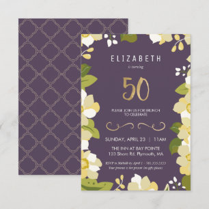 50. º Convite de Aniversário Personalizar Floral