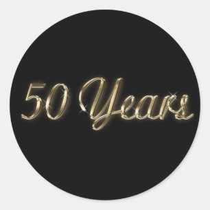 50 anos de aniversário 1,5" etiqueta redonda de