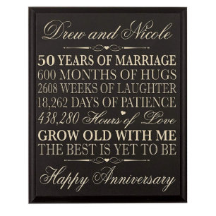50 anos de Casamento preto de parede 12x15