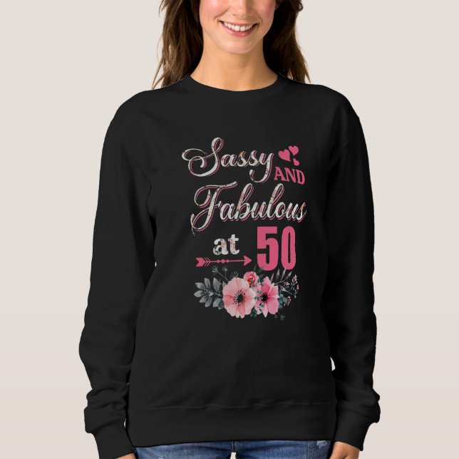 50 Clássicos Sassy E Camisa Fabulosa 50º Bday Flor (Frente)