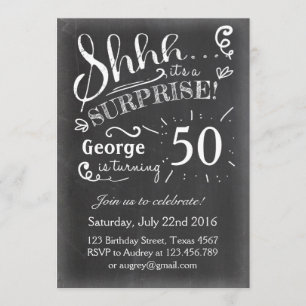 50 Convite de aniversário surpresa Chalkboard Rust