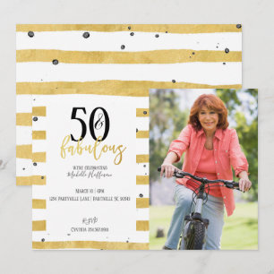 50 e 50 Convites de aniversário Dourados