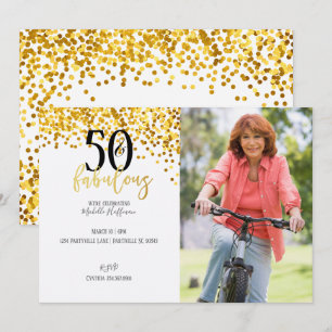 50 e 50 Convites de aniversário Dourados