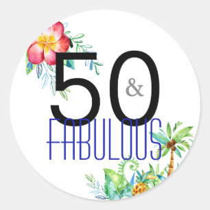 50 e 50th etiquetas tropicais fabulosas do