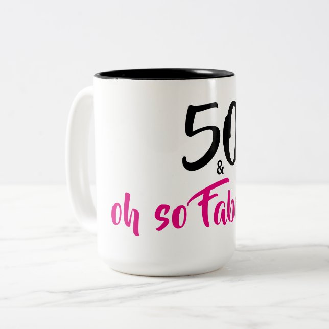 50 e caneca de café fabulosa do aniversário (Frente Esquerda)