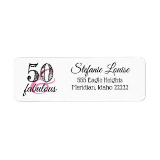 50 e Fabulosa 50ª etiqueta de endereço de devoluçã