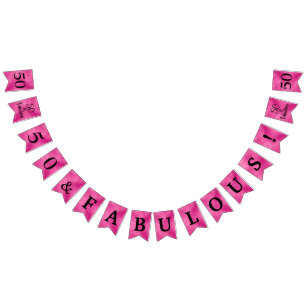 50 E Fabulosas Bandeiras Bunting Rosa Choque