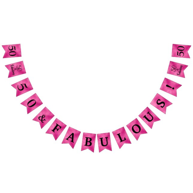 50 E Fabulosas Bandeiras Bunting Rosa Choque (Todos)