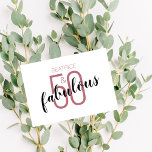 50 e Fabuloso 50º Rosa de aniversário Dourado<br><div class="desc">Comemore a fazer 50 anos de estilo com este divertido design de 50 anos,  preto e rosa. A design é elegante usando letras populares de mão em preto estirado através do rosa de ouro 50. O design pode ser facilmente personalizado ou o nome pode ser deixado vazio.</div>